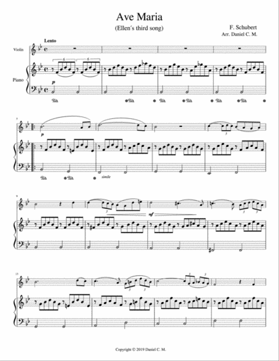 Ave Maria for violin and piano (simplified) Violin Solo scores gallery preview page 2