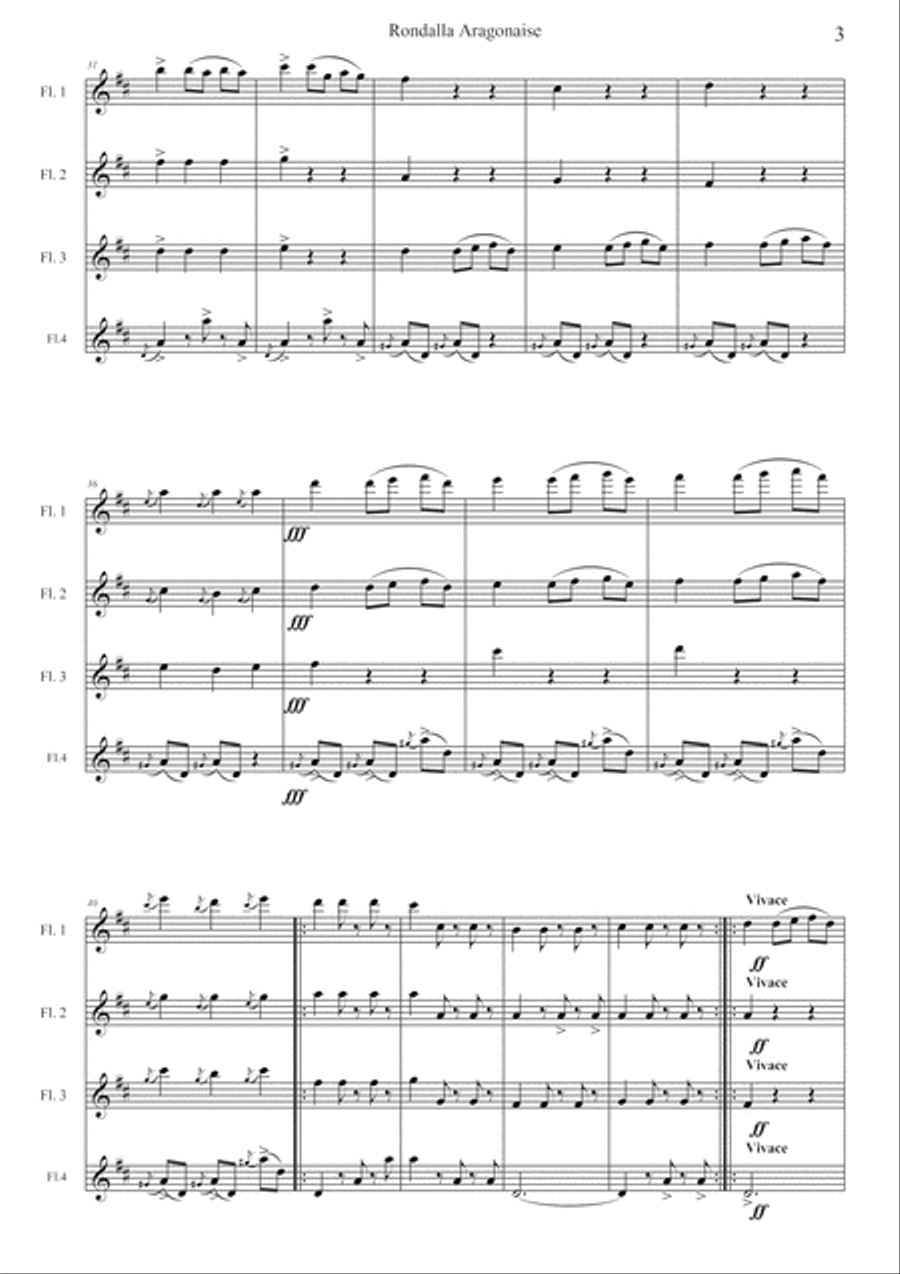 Spanish Dance n°6 Rondella Aragonnaise Flute Solo scores gallery preview page 4