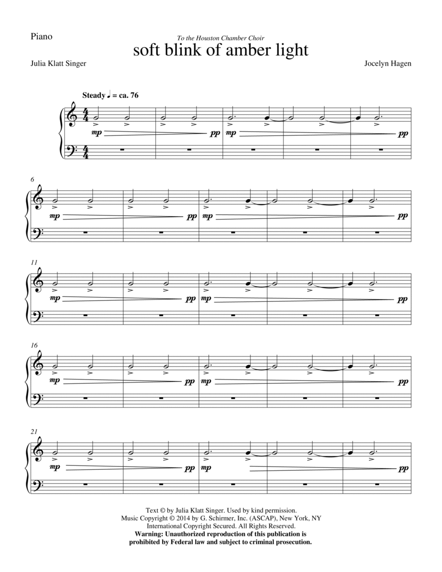 soft blink of amber light - Piano Choir scores gallery preview page 1