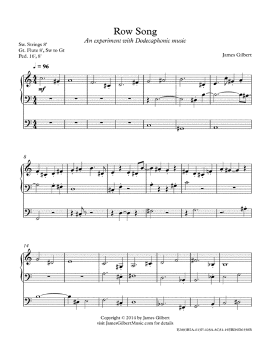 Row Song Organ Solo scores gallery preview page 1