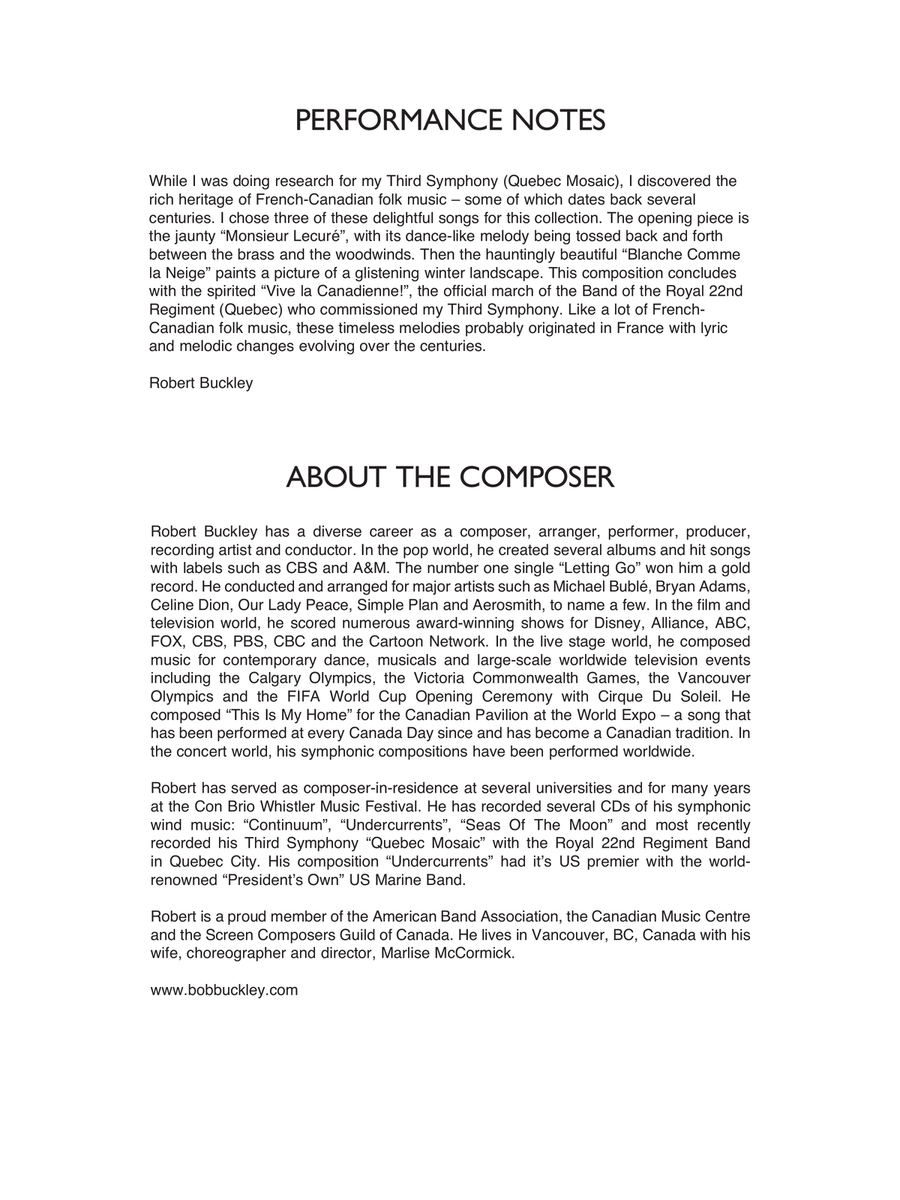 Quebec Folk Rhapsody - Full Score Concert Band scores gallery preview page 2