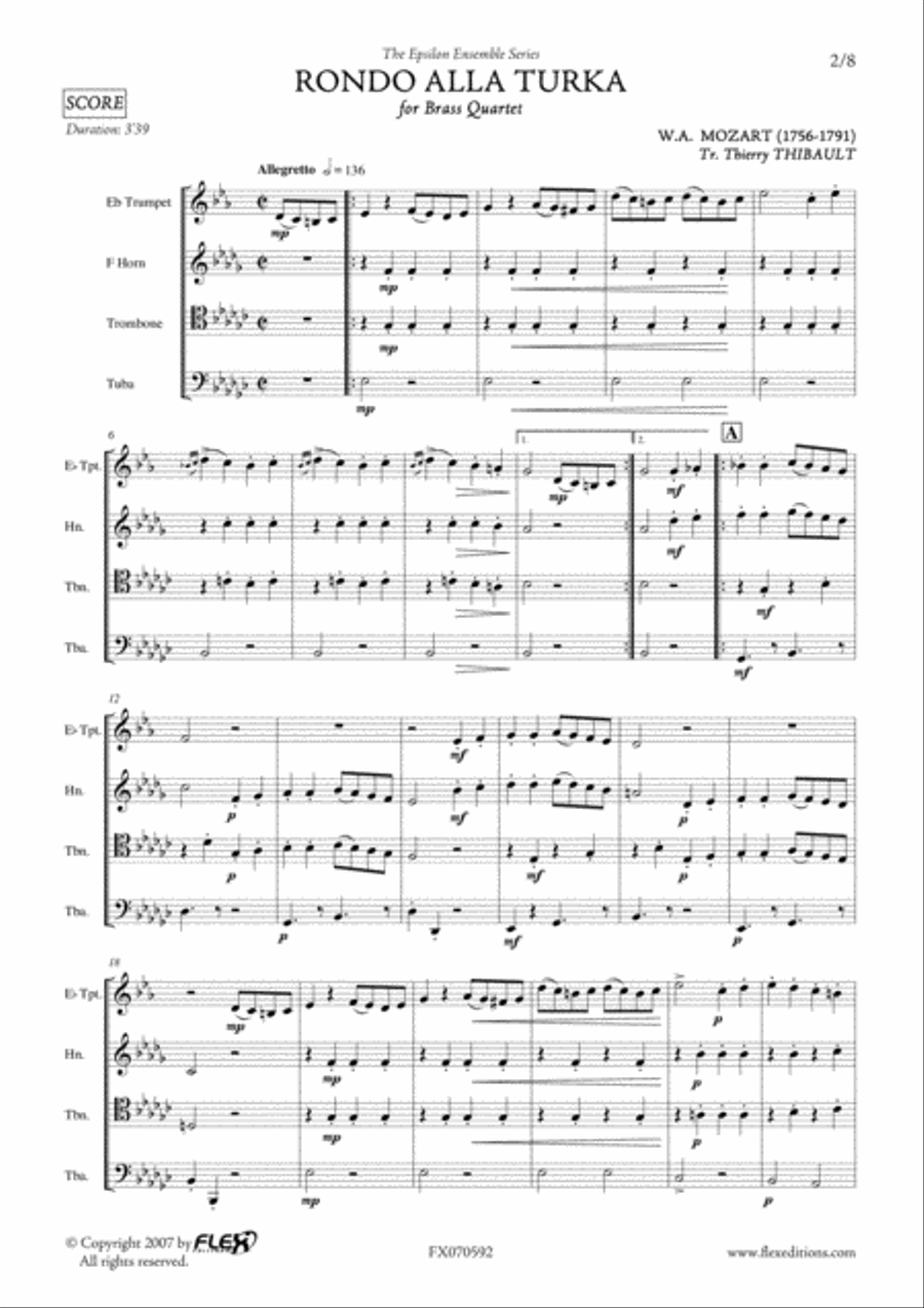 Rondo alla Turka Brass Quartet scores gallery preview page 2