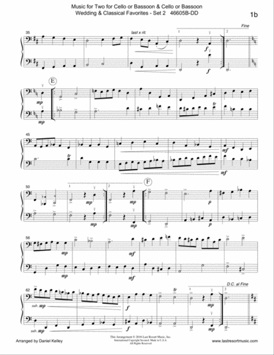 Music for Two Wedding & Classical Favorites for Cello Duet, Bassoon Duet or Cello and Bassoon Duet - Woodwind Trio scores gallery preview page 5