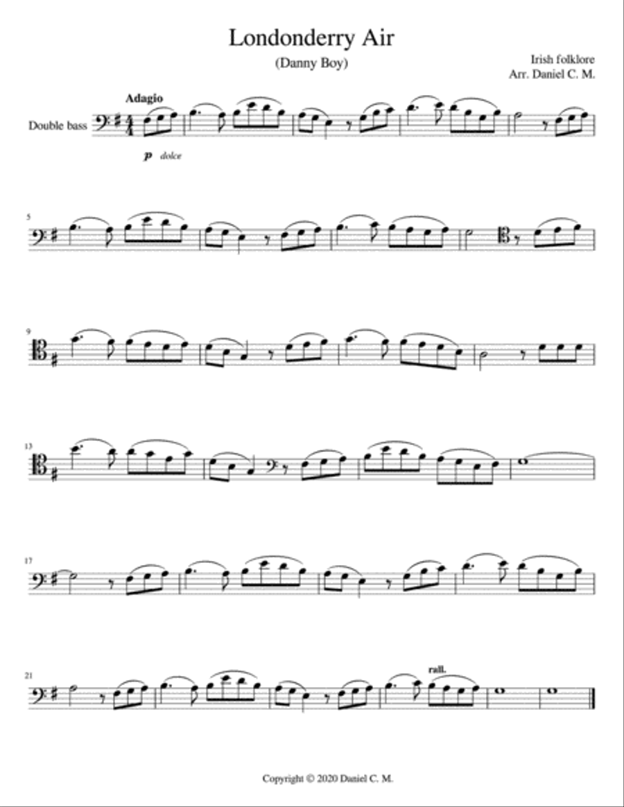 Danny Boy (double bass and piano) Double Bass scores gallery preview page 1