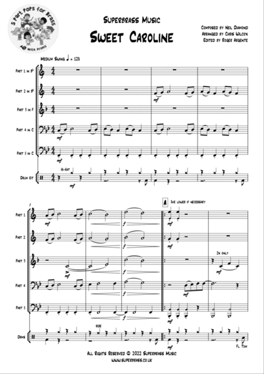Sweet Caroline Euphonium scores gallery preview page 3
