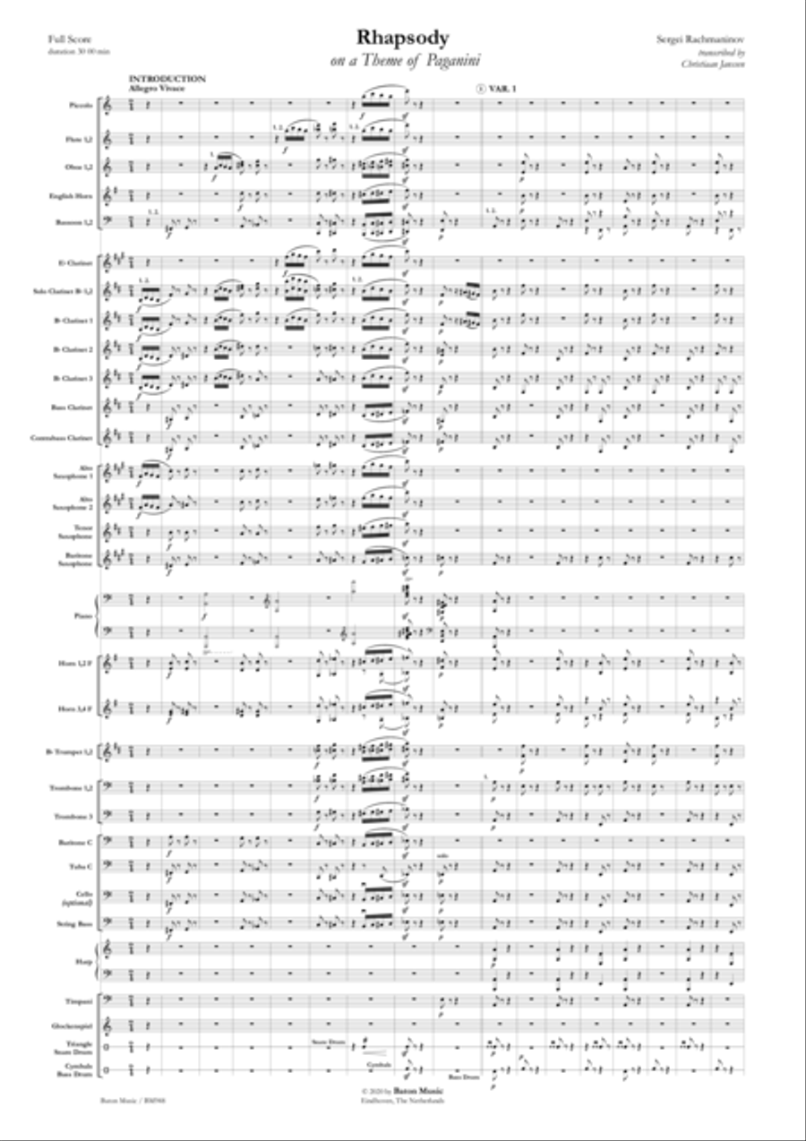 Rhapsody on a Theme of Paganini Concert Band scores gallery preview page 2