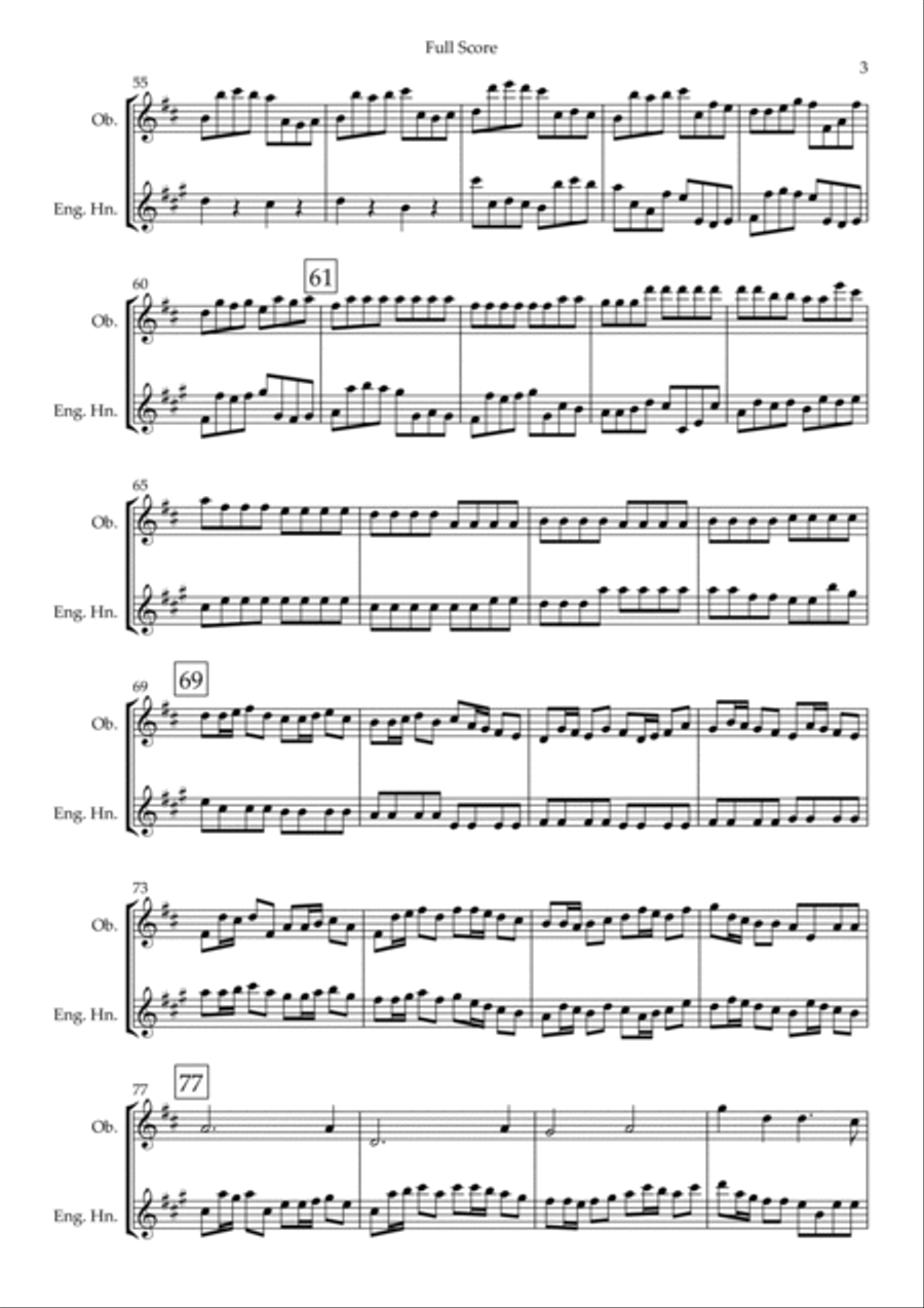 Canon in D Major (Johann Pachelbel) for Oboe & English Horn Duo Woodwind Duet scores gallery preview page 3