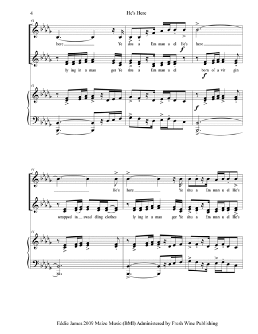 He's Here Piano Solo scores gallery preview page 4