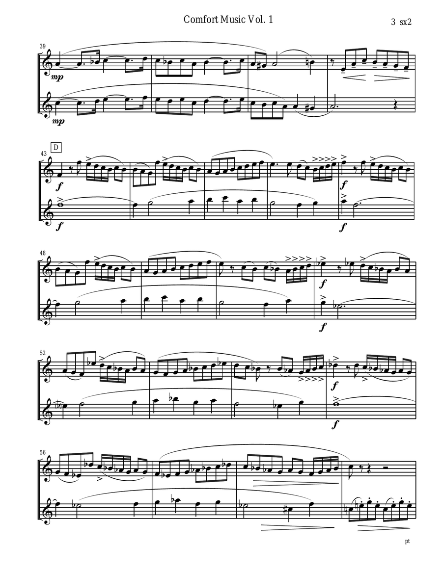 Comfort Music for Saxophone Duet Woodwind Duet scores gallery preview page 3