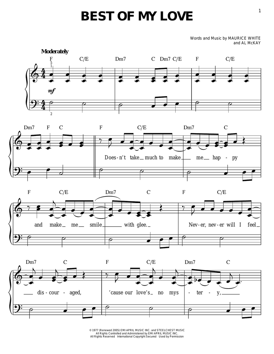 Best Of My Love Easy Piano scores gallery preview page 1