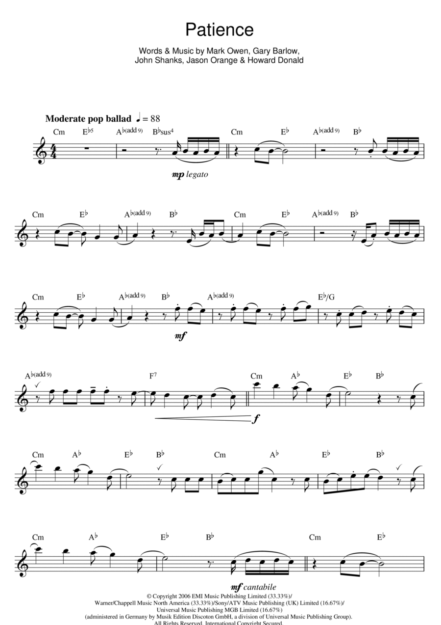 Patience Piano scores gallery preview page 1