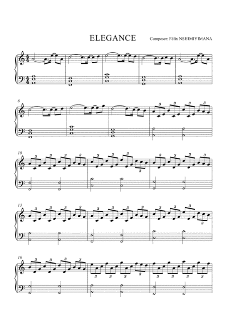 Elegance (by N.Félix)-Piano Solo Piano Solo scores gallery preview page 1