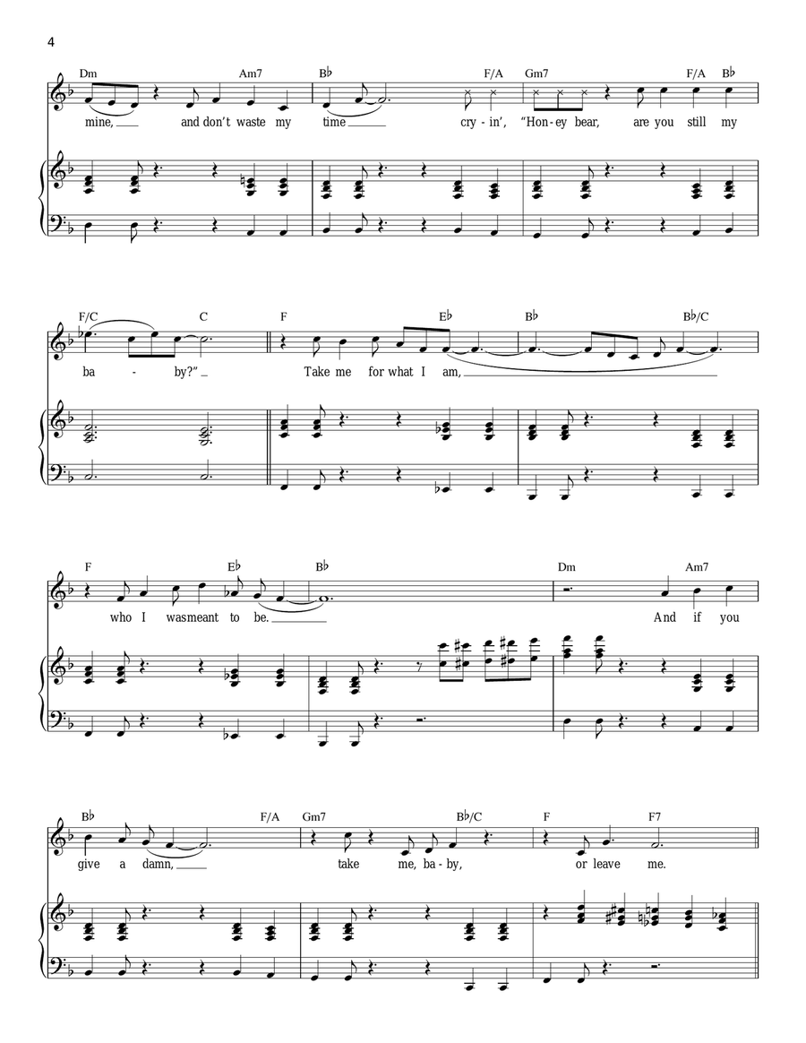 Take Me Or Leave Me Piano, Vocal scores gallery preview page 4