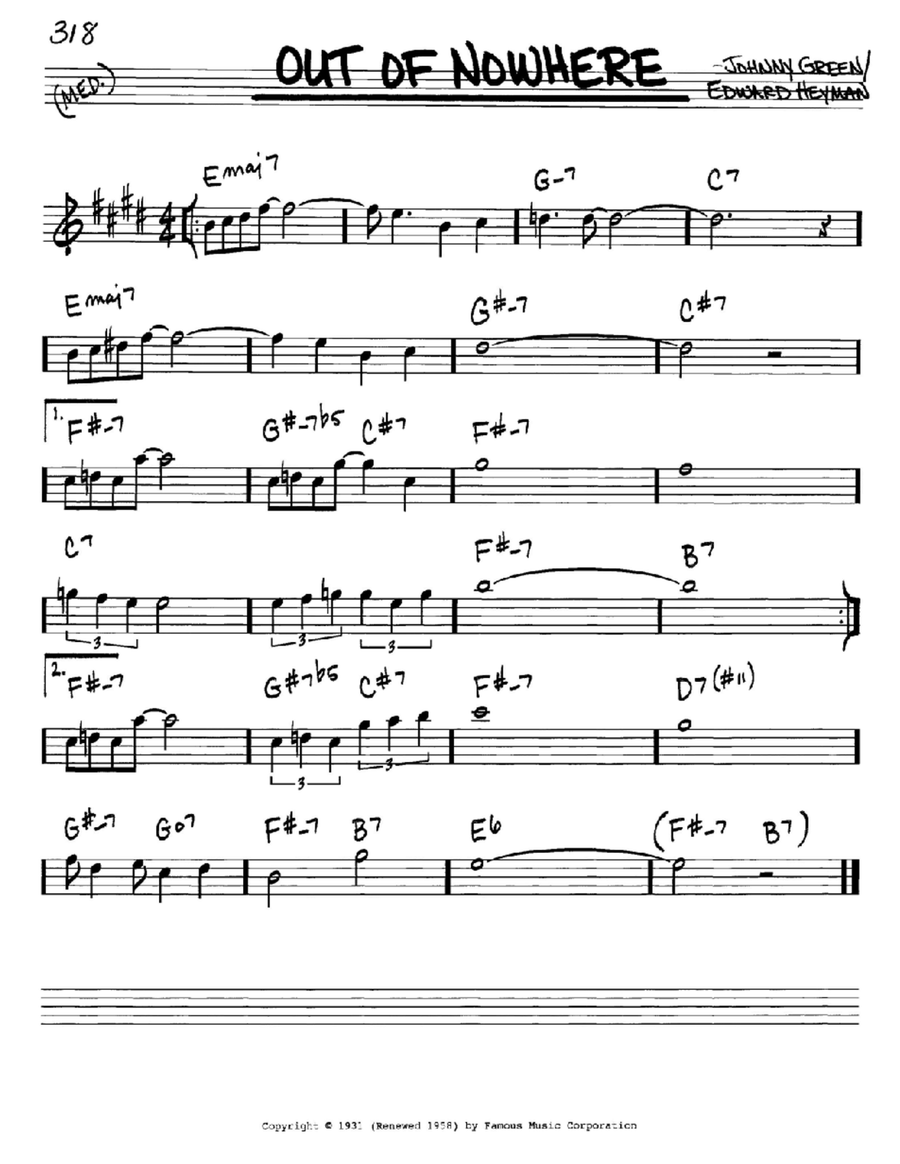 Out Of Nowhere E-Flat Instrument scores gallery preview page 1