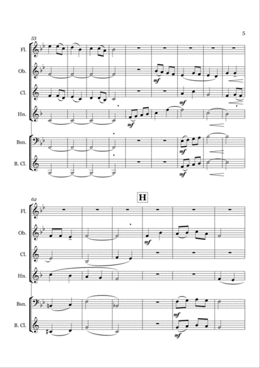 NURSERY RHYMES FOR WOODWIND QUINTET :Arranged by Vince Corozine (ascap) Woodwind Quintet scores gallery preview page 5