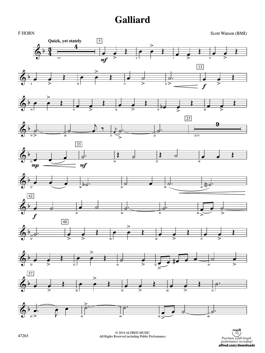 Galliard: 1st F Horn