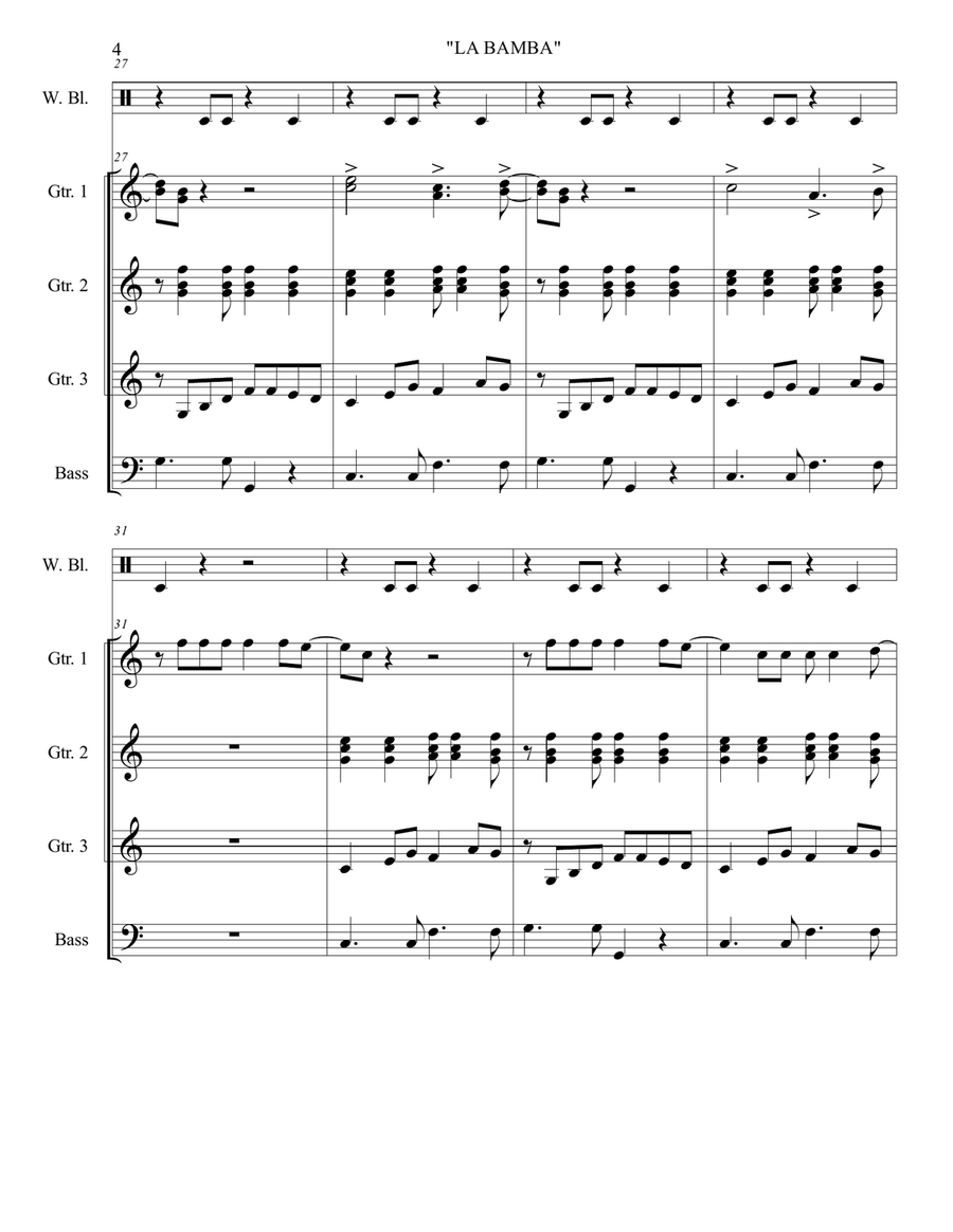 La Bamba Guitar Ensemble scores gallery preview page 6
