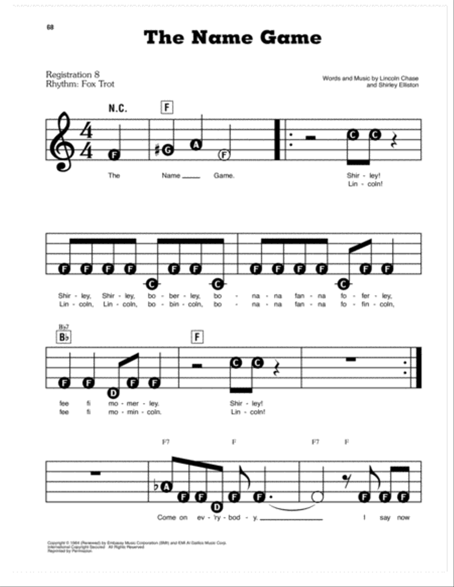 The Name Game The Name Game Electronic Keyboard scores gallery preview page 1