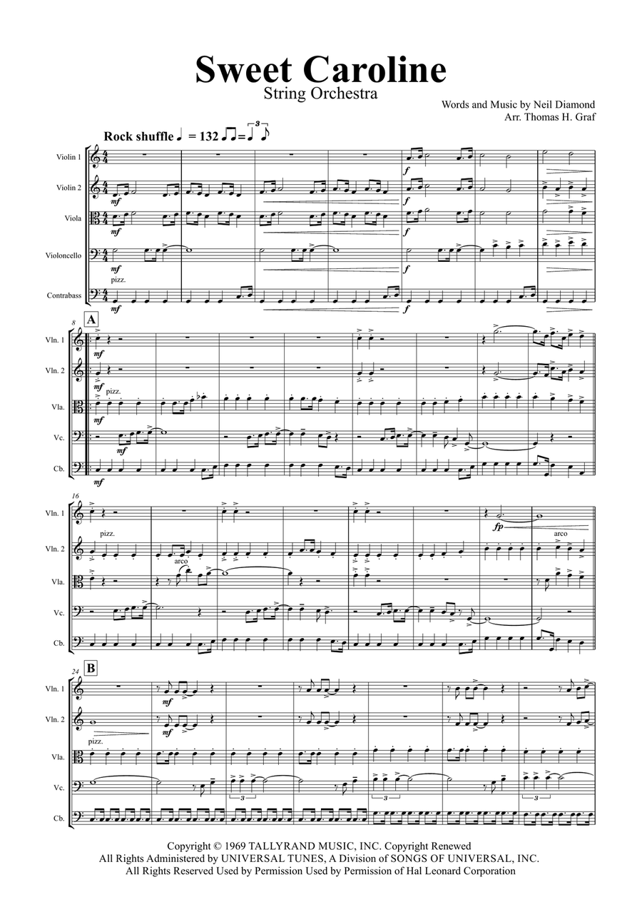 Sweet Caroline String Orchestra scores gallery preview page 1
