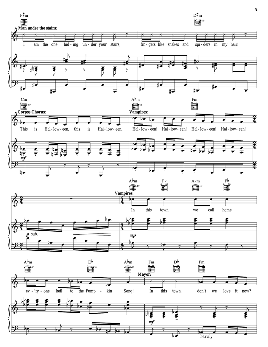 This Is Halloween (from The Nightmare Before Christmas) Piano, Vocal, Guitar scores gallery preview page 3