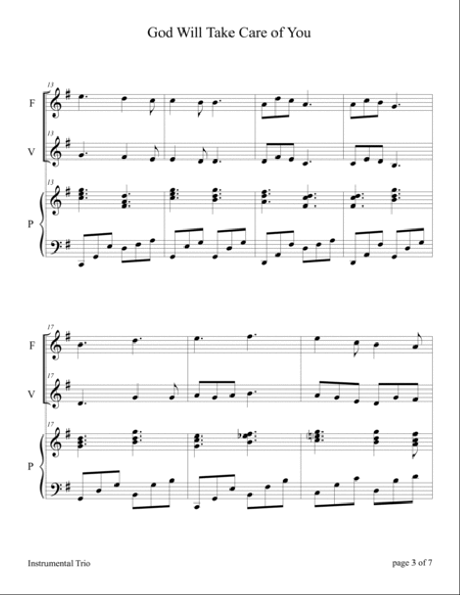 God Will Take Care of You (for Flute and Violin Duet with Piano Accompaniment) Flute scores gallery preview page 6