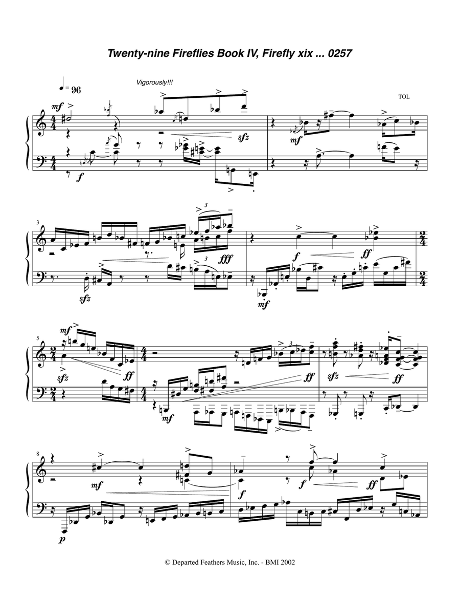 Twenty-nine Fireflies Book IV, Firefly xix 0257 Piano Solo scores gallery preview page 1