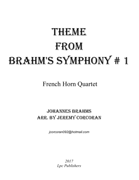 Theme from Brahms Symphony #1 for French Horn Quartet image number null
