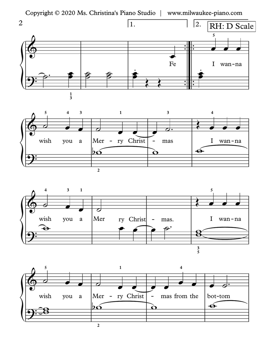 Feliz Navidad Easy Piano scores gallery preview page 2