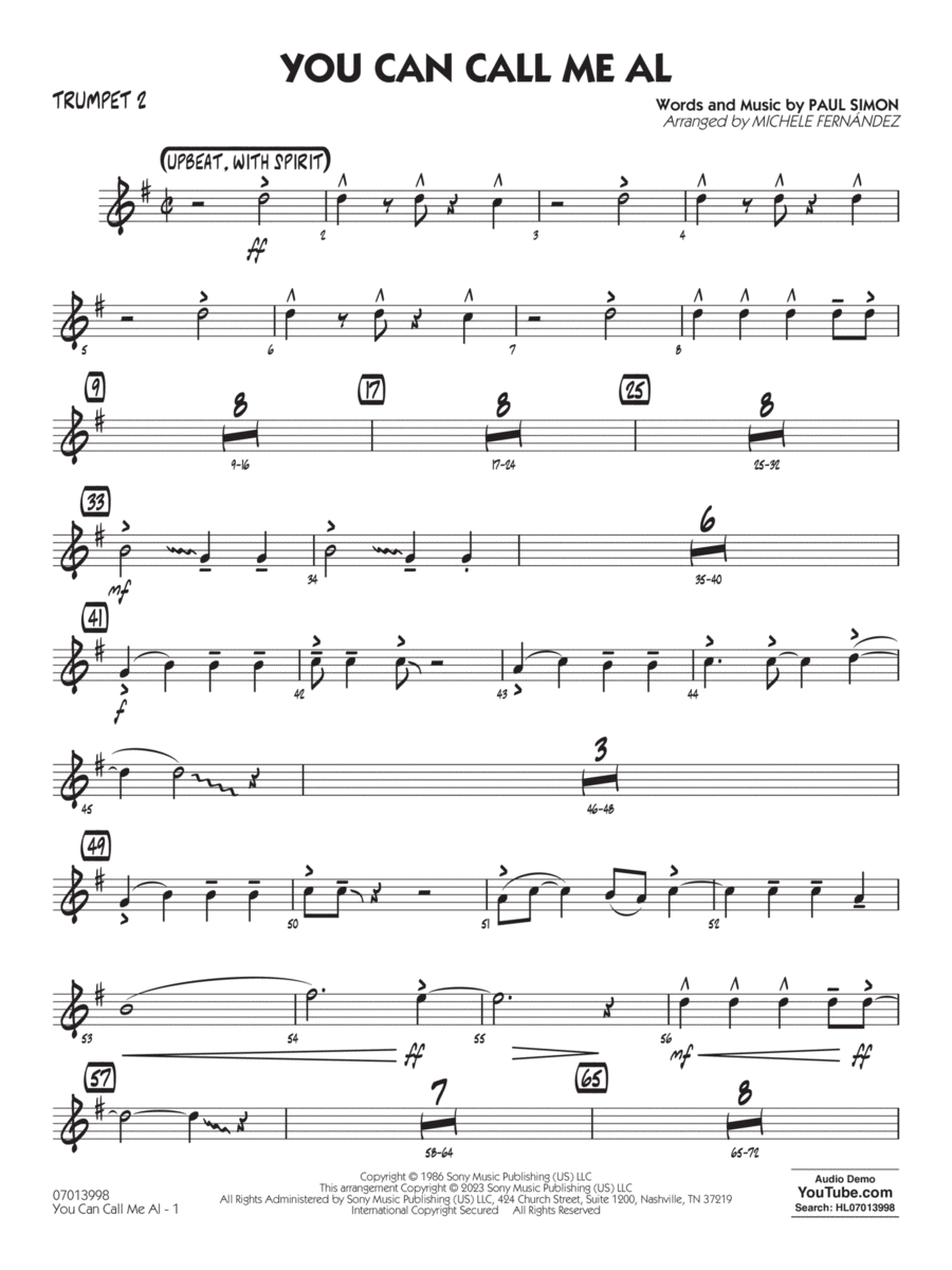 You Can Call Me Al (arr. Michele Fernández) - Trumpet 2 Jazz Ensemble scores gallery preview page 1