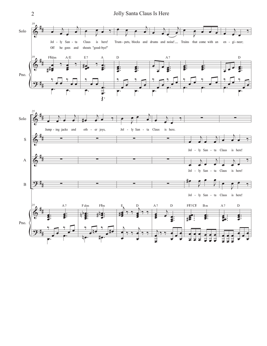 Jolly Santa Claus Is Here (Solo and SAB) 3-Part scores gallery preview page 3