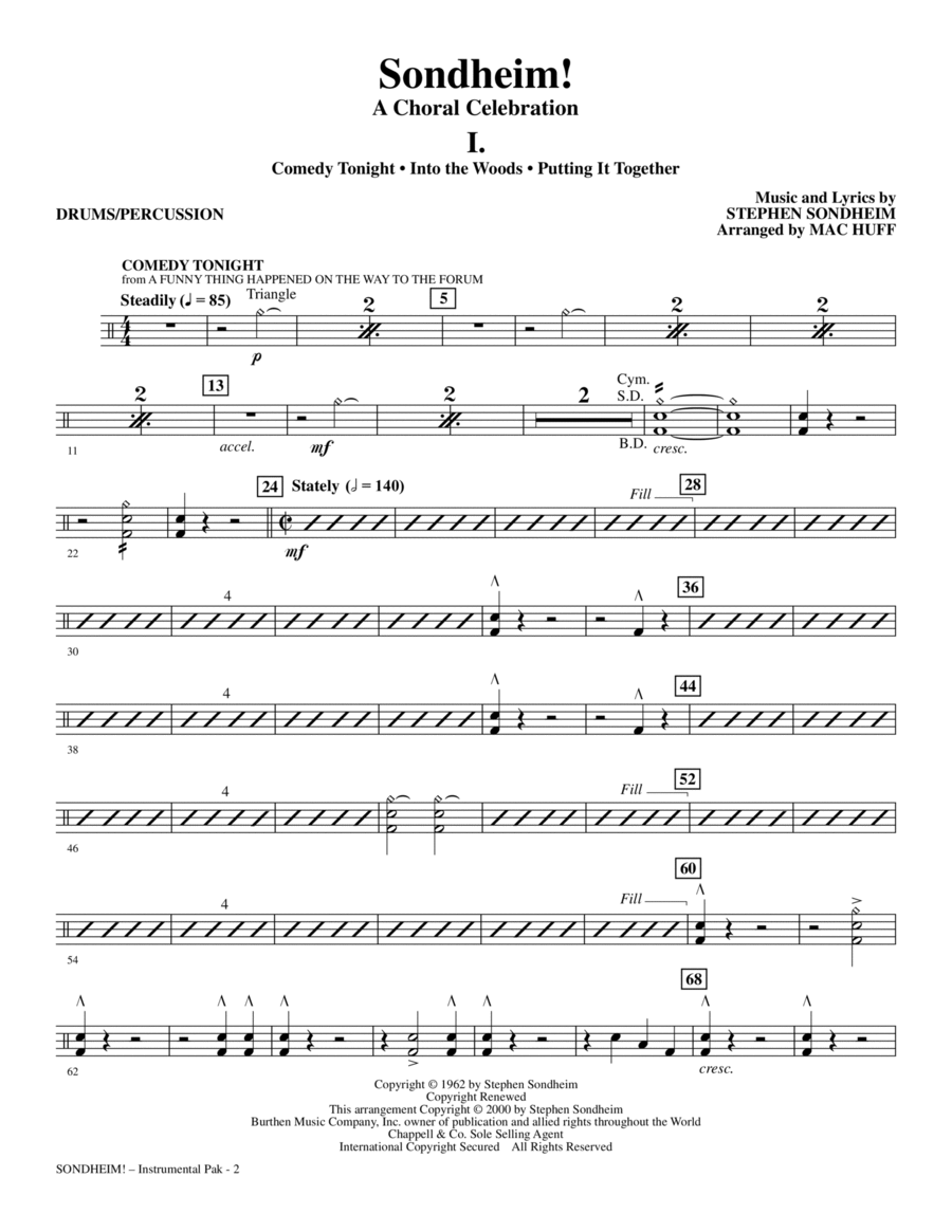 Sondheim! A Choral Celebration (Medley) (arr. Mac Huff) - Drums & Percussion Choir scores gallery preview page 1