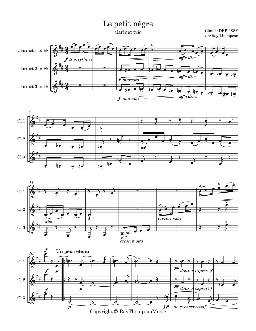 Debussy: Le petit négre (The little negro) - clarinet trio Debussy: Le petit négre (The little negro) - clarinet trio Clarinet Trio scores gallery preview page 3