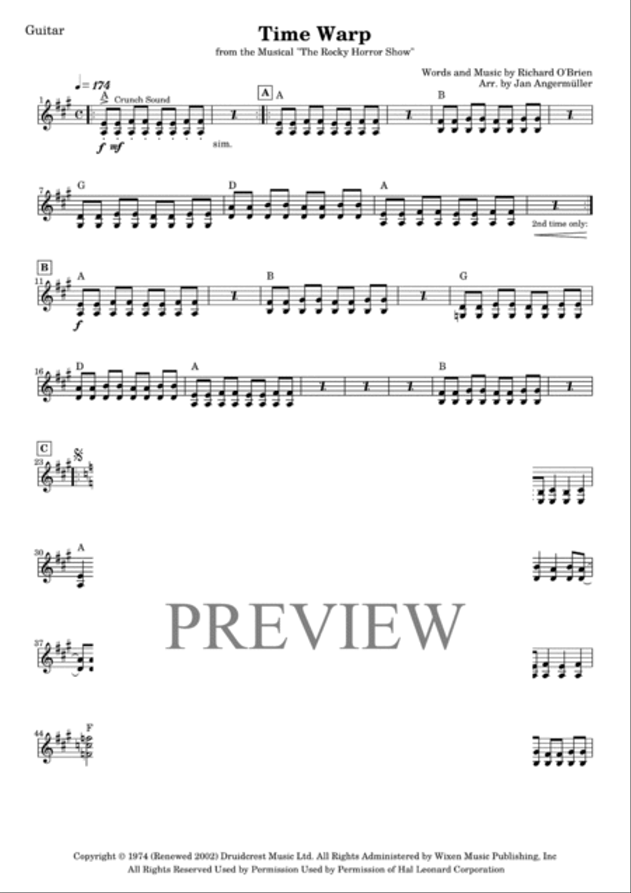 Time Warp Electric Guitar scores gallery preview page 2