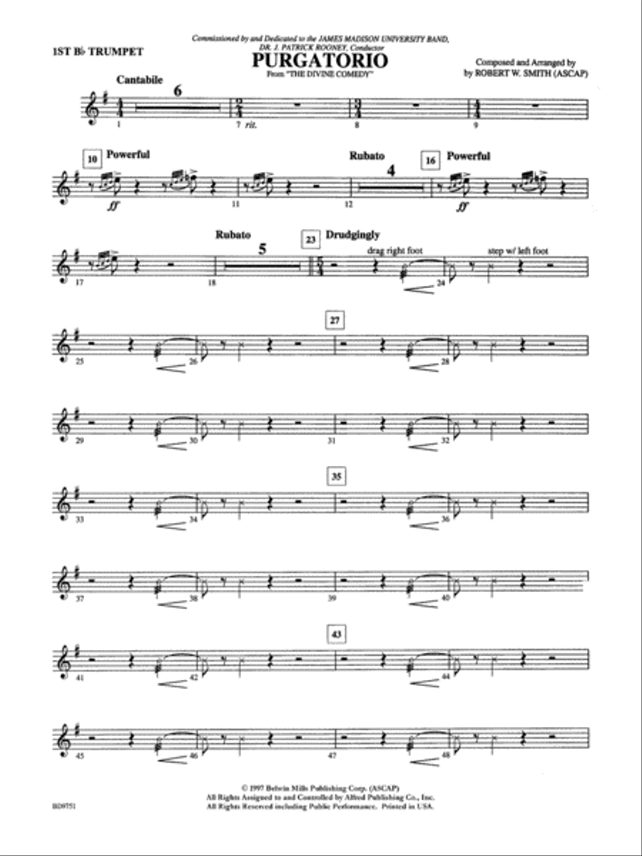 Purgatorio (from The Divine Comedy): 1st B-flat Trumpet Concert Band scores gallery preview page 1