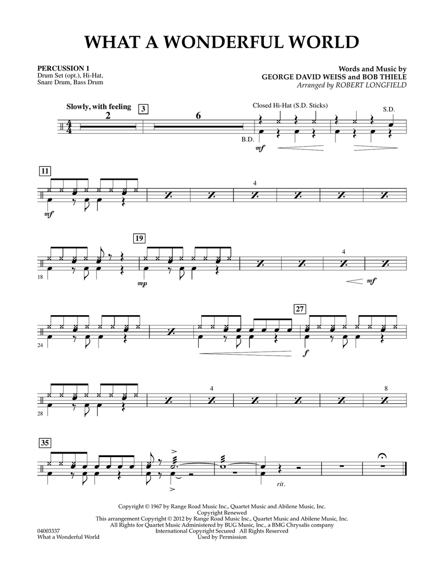 What A Wonderful World - Percussion 1 Concert Band scores gallery preview page 1