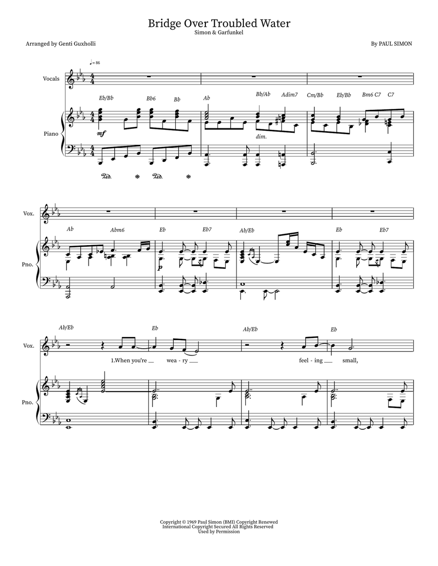 Bridge Over Troubled Water Voice scores gallery preview page 1