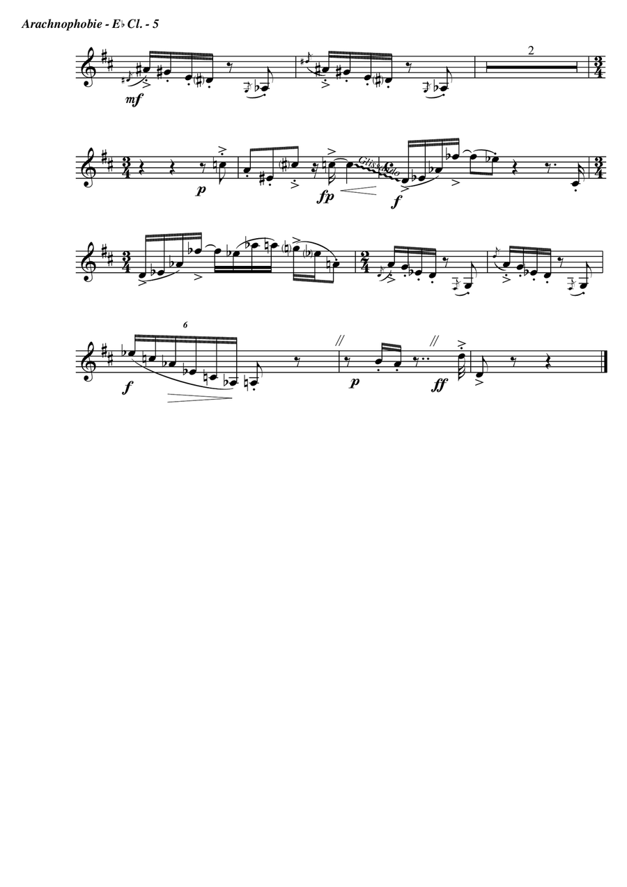 Arachnophobia, for clarinet quartet - set of parts Clarinet Quartet scores gallery preview page 5