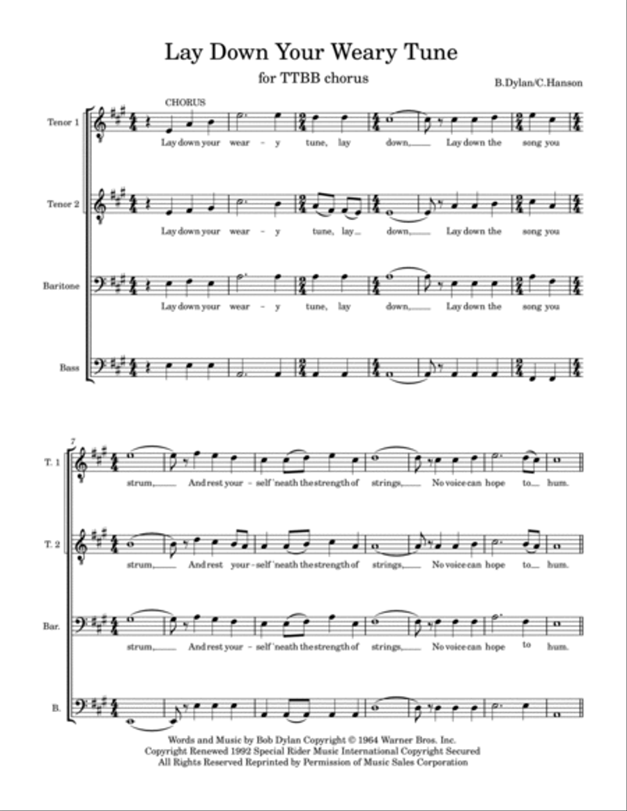 Lay Down Your Weary Tune TTBB scores gallery preview page 2