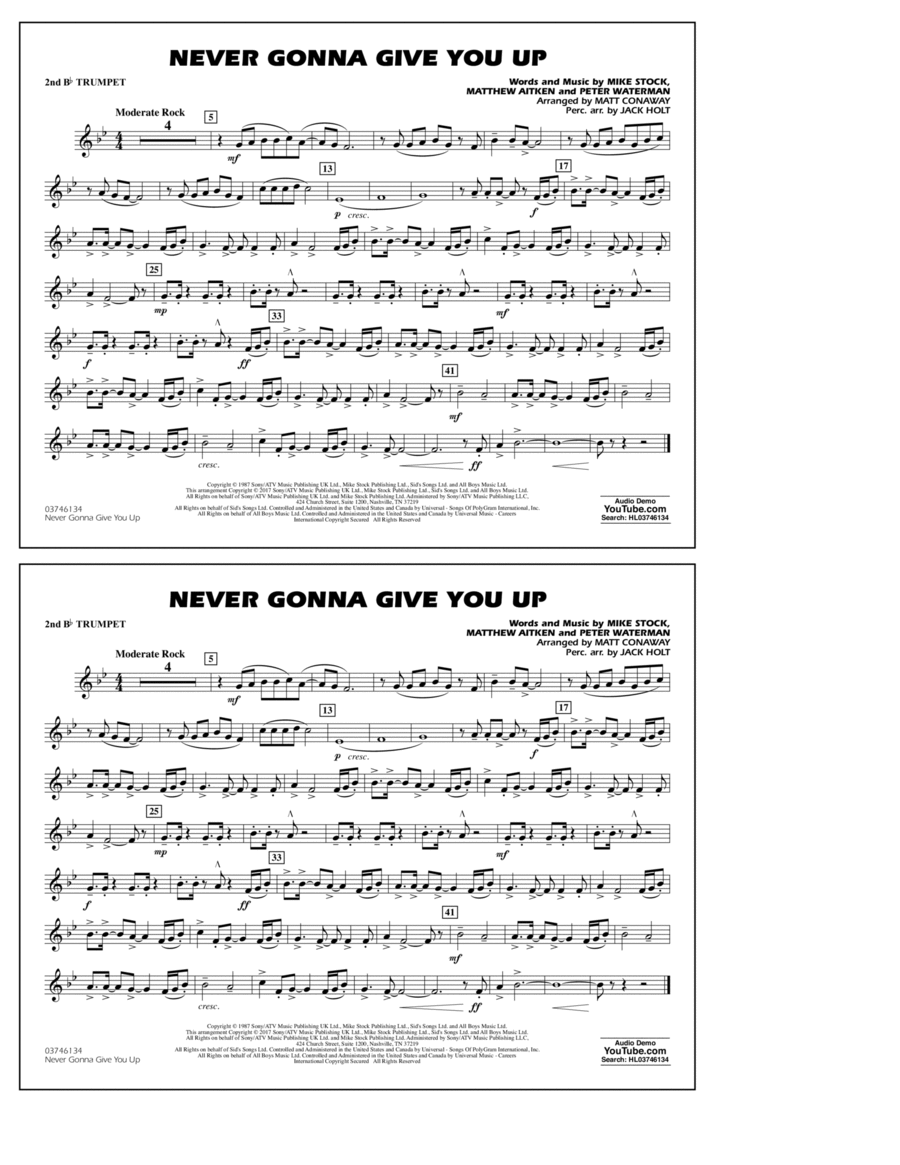 Never Gonna Give You Up - 2nd Bb Trumpet