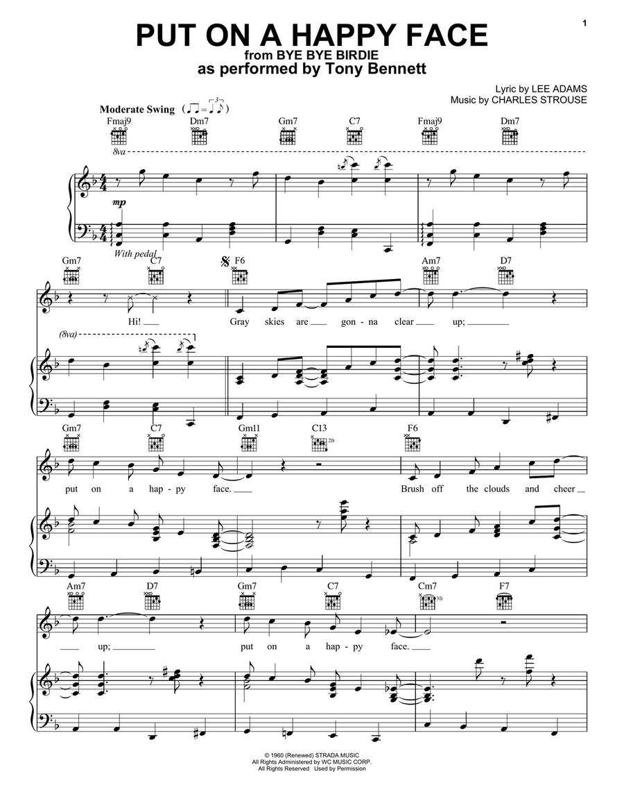 Put On A Happy Face Piano, Vocal, Guitar scores gallery preview page 1