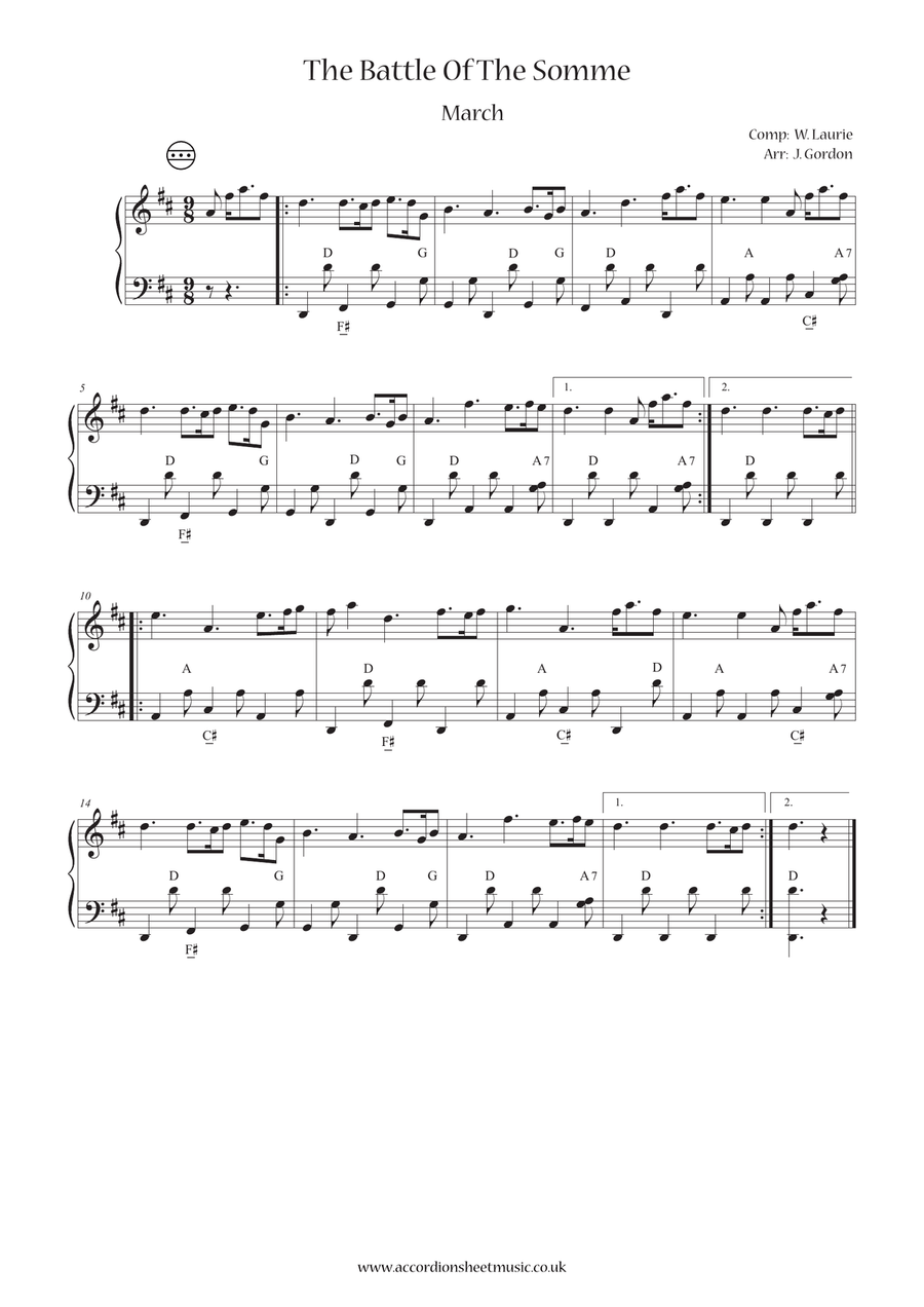 The Battle Of The Somme Accordion scores gallery preview page 1