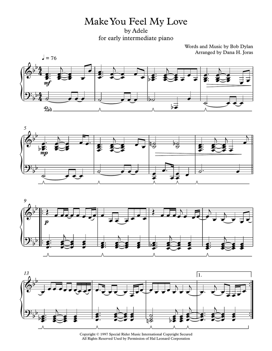 Make You Feel My Love Make You Feel My Love Piano Solo scores gallery preview page 1