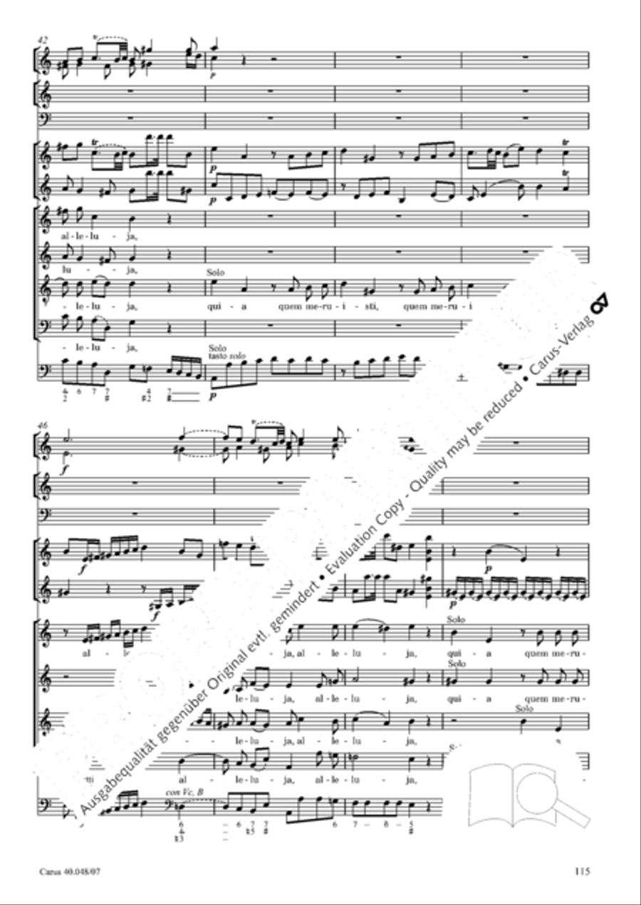 Regina coeli in B-Flat Major, K. 127 4-Part scores gallery preview page 116