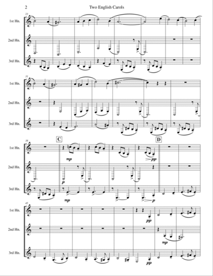 Two English Carols (Coventry Carol; What Child Is This?) - Horn Trio Brass Trio scores gallery preview page 2