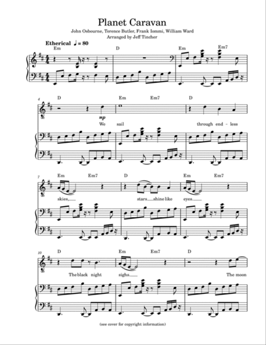 Planet Caravan Piano, Vocal, Guitar scores gallery preview page 2