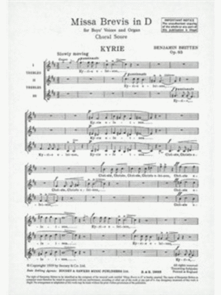 Missa Brevis in D, Op. 63