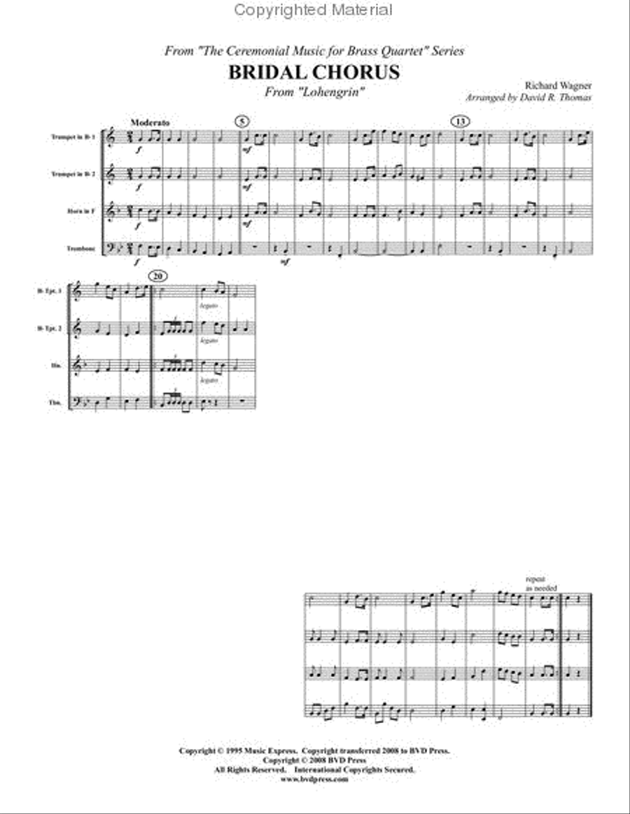 Bridal Chorus Brass Quartet scores gallery preview page 2