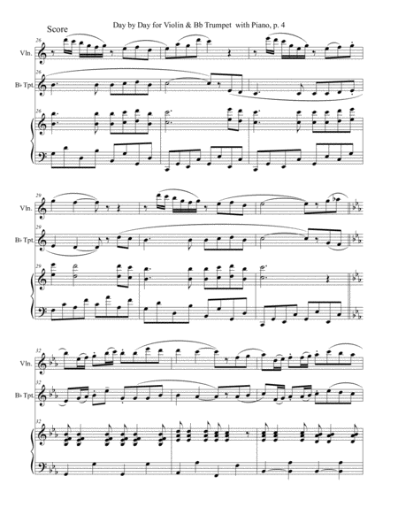 DAY BY DAY (Violin & Bb Trumpet with Piano - Score & Part included) image number null