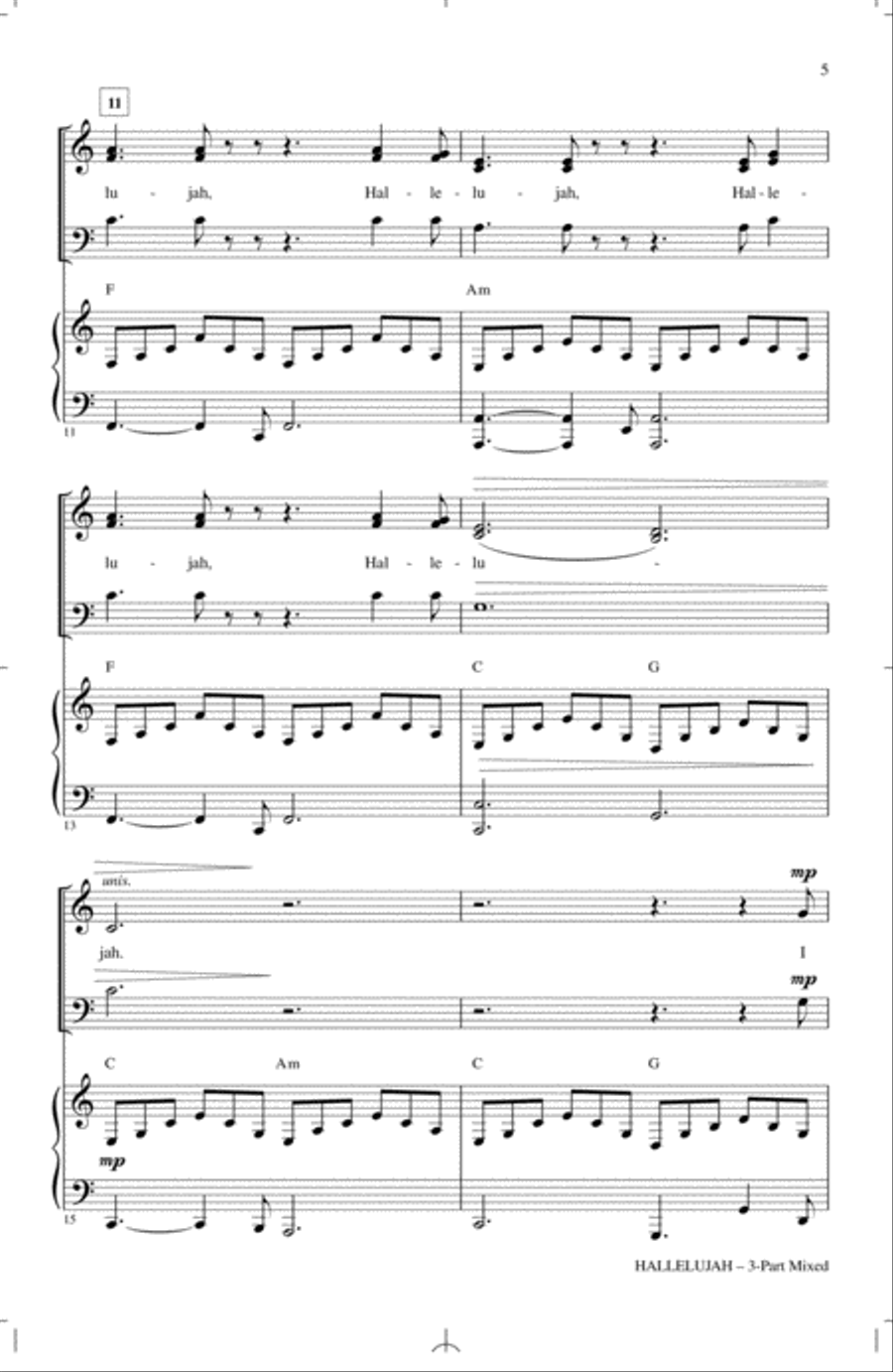 Hallelujah (arr. Mac Huff) 3-Part scores gallery preview page 3