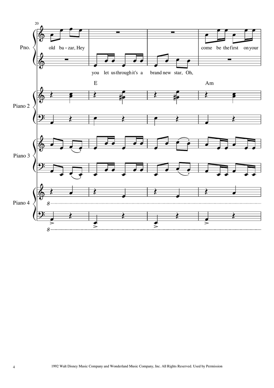 Prince Ali Piano Solo scores gallery preview page 4